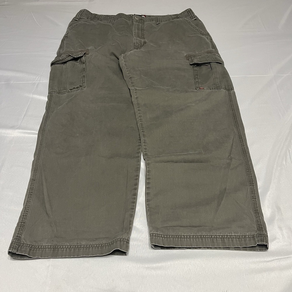 Y2K Tony Hawk Mens Cargo Pants Fits Size 38x29 Green Brown Baggy Skate Grunge